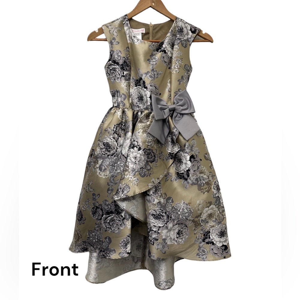 Bonnie Jean brand. Girl cascade dress. Size 10. Metallic floral dress. Used 1x.